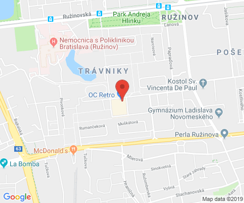 Google map: KEYmax kľúčová služba, OC Retro, Nevädzova 6, 820 07 Bratislava